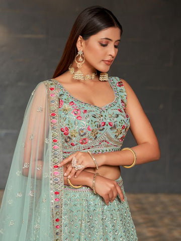 Sky blue Georgette with digit print lehenga choli ready to wear lehenga choli for women or girls