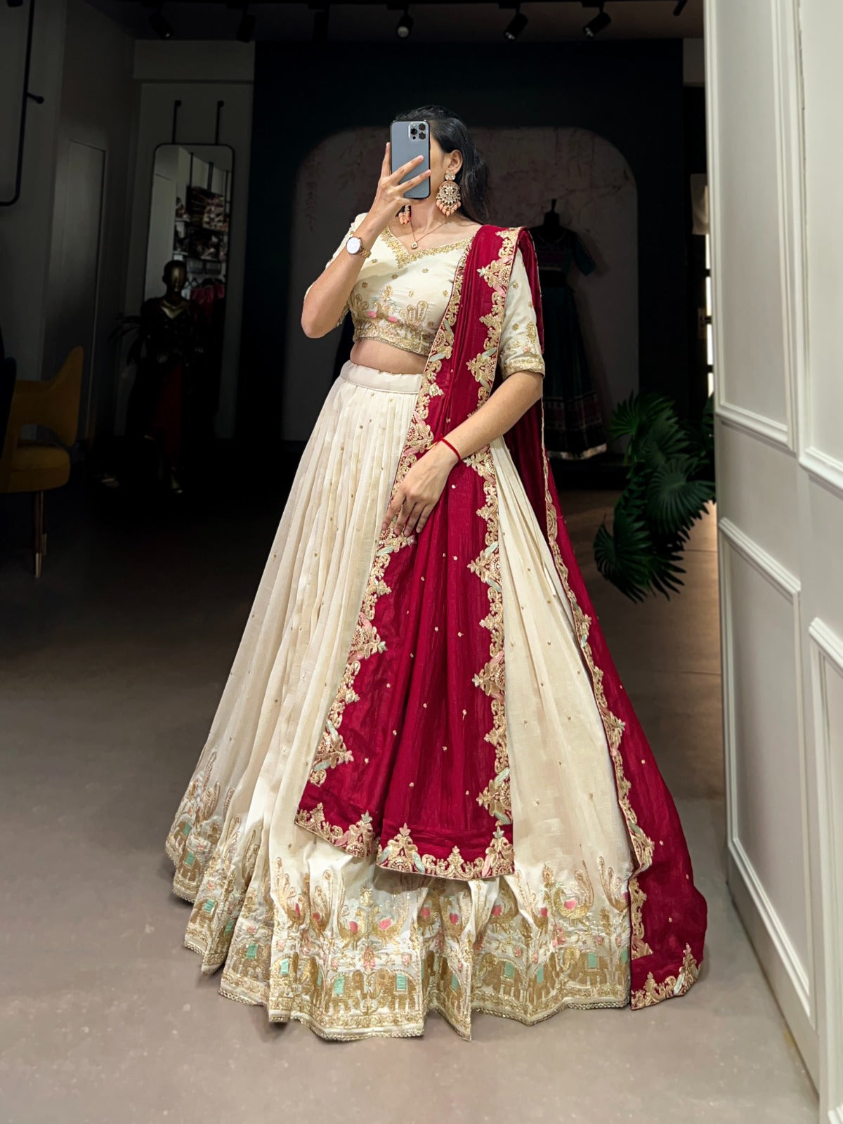 White lehenga choli for wedding wear chaniya choli for women or girls