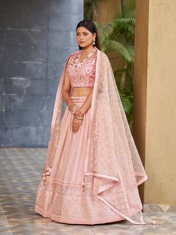 Peach lehenga choli for women or girls ready to wear party wear lehenga choli