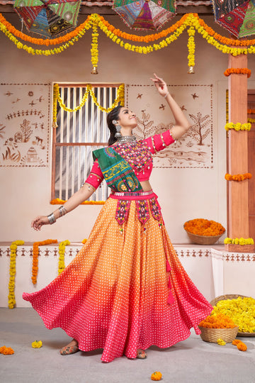 Yellow All  Over Print with Embroidery Patch   Work  lehenga choli with Cotton  dupatta