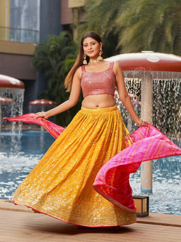 Haldi function wear yellow lehenga choli ready to wear lehenga choli