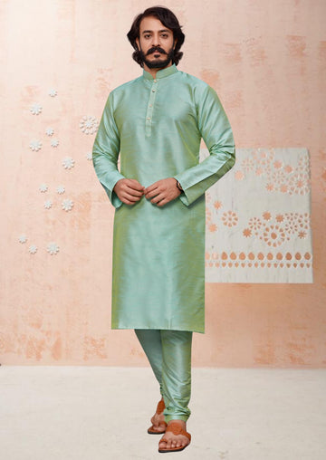 Pista green Silk Mens Kurta Pajama Indian Wedding Party Wear Embroidery Kurtas