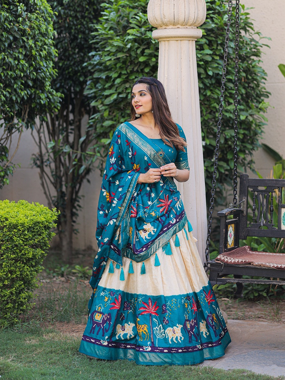 Sky Blue Printed with foil work   lehenga choli with Dola  silk  dupatta