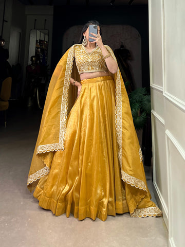 yellow lehenga choli for women haldi function wear chaniya choli haldi outfits