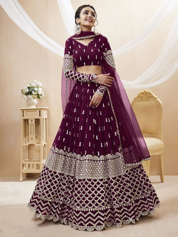 Sequins Georgette Wedding Wear Lehenga Choli