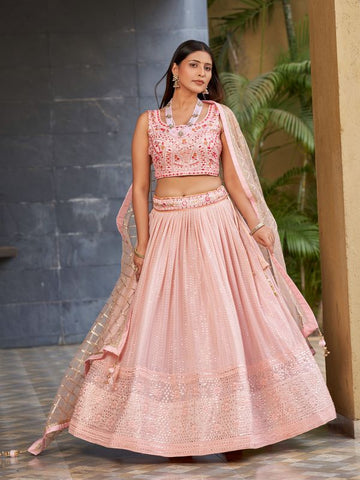 Peach lehenga choli for women or girls ready to wear party wear lehenga choli