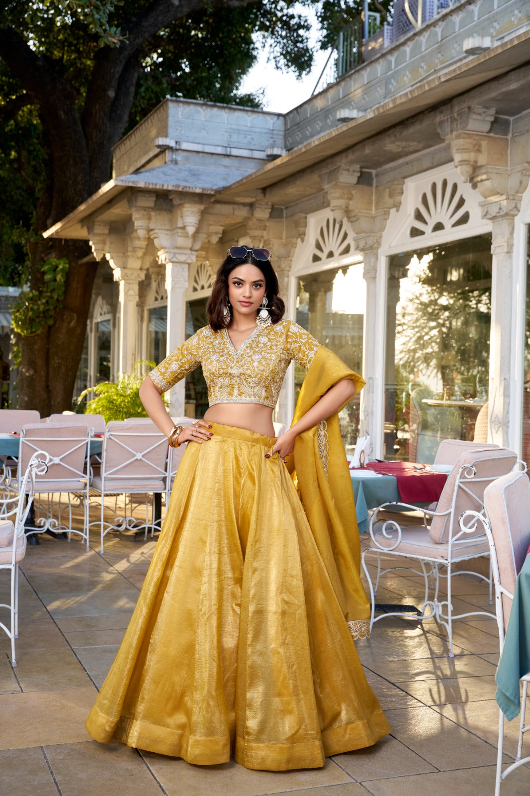 Yellow lehenga choli for women haldi function wear outfits