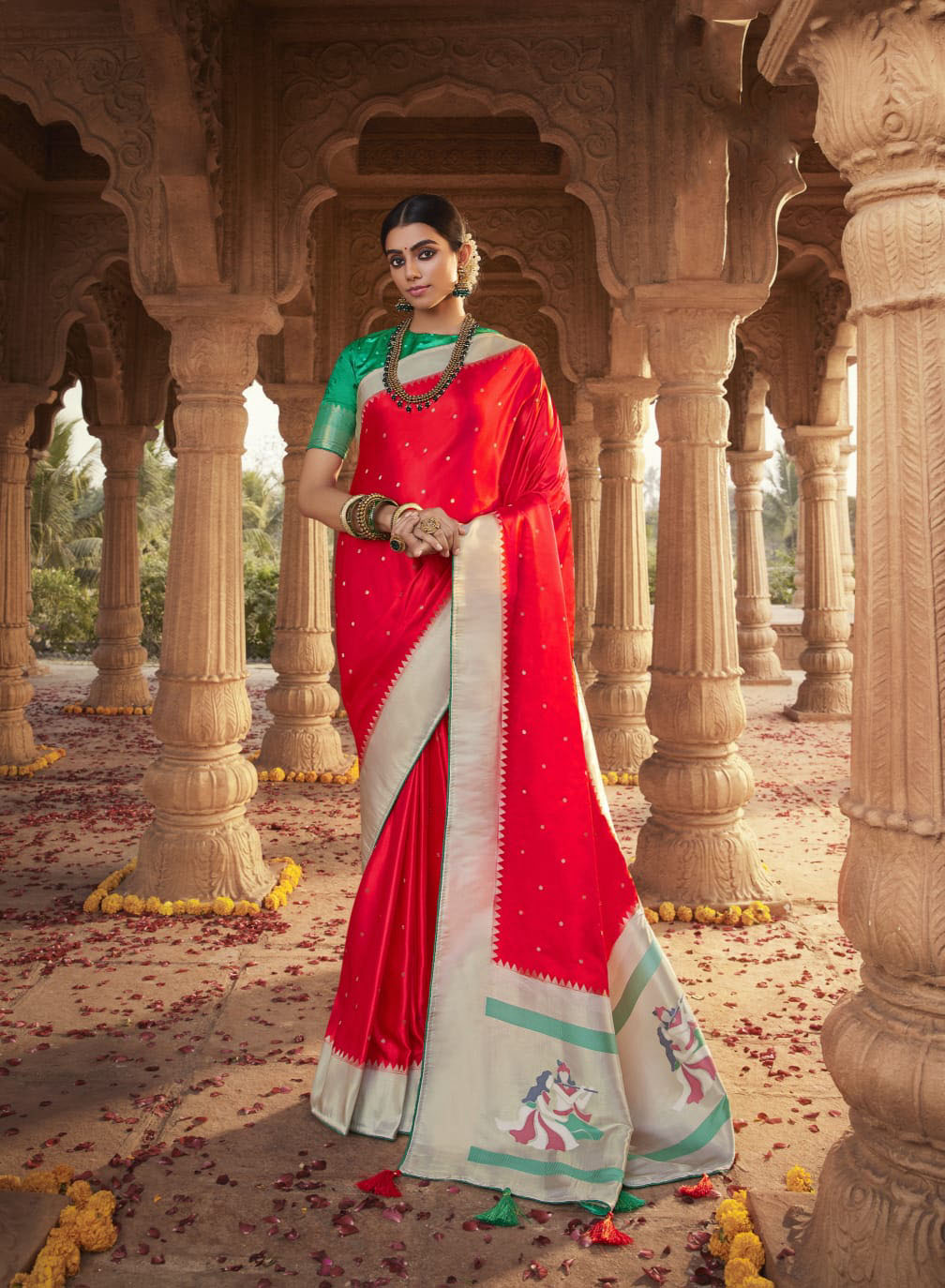 Red   Paithani saree for women