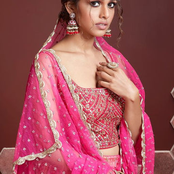 Pink  Digital Print and Sequence Embroidery Work lehenga choli with Net  dupatta