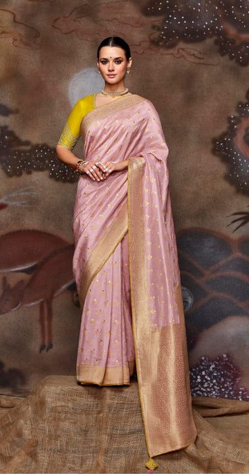 Light Pink Dola silk saree for women