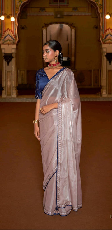 Blue Tissue Silk  saree for women