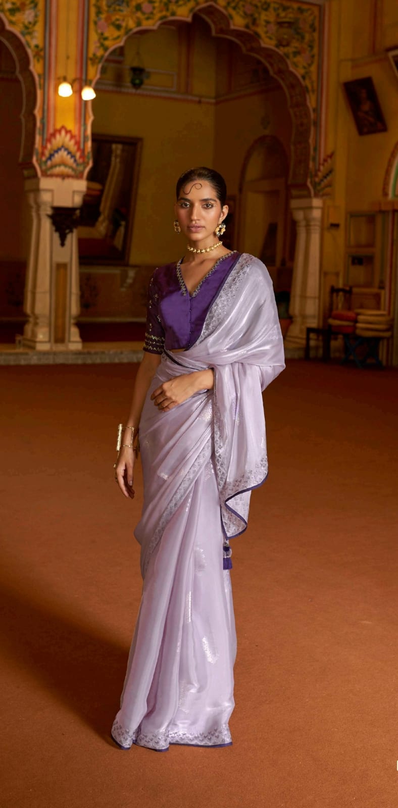 Wine Purple Plain Dola Silk Saree - Sweksha