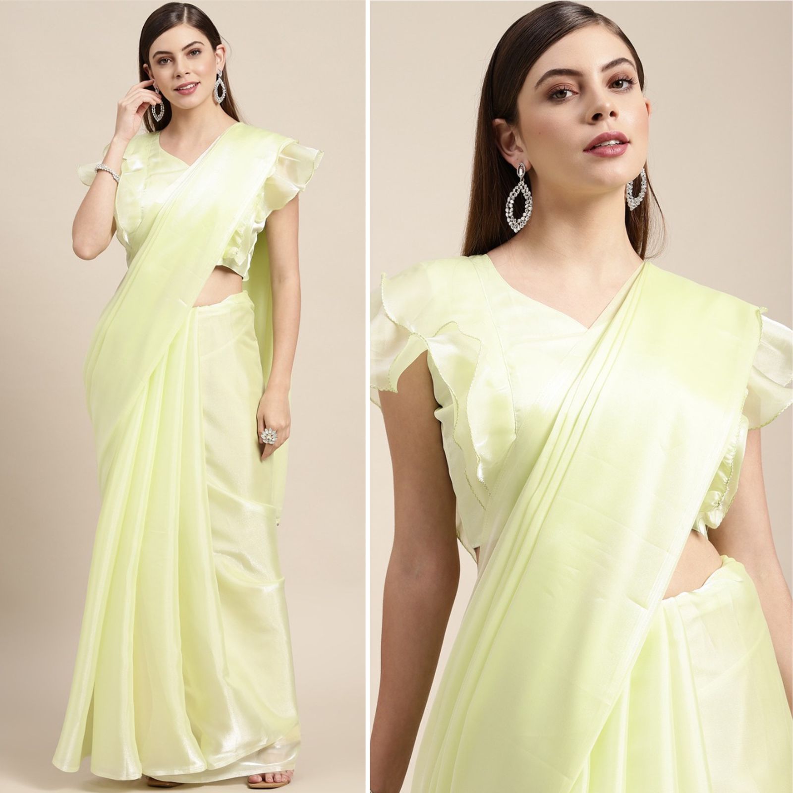 Yellow Jimi silk saree for women