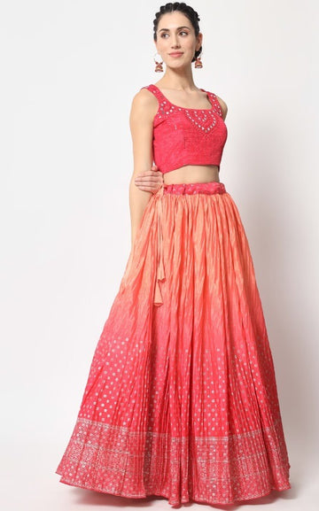 Pink  Zari and Sequence ,Thread Embroidery Work  lehenga choli with Georgette  dupatta