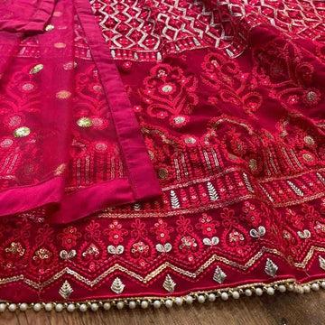 Pink  Embroidery Work  lehenga choli with Georgette  dupatta